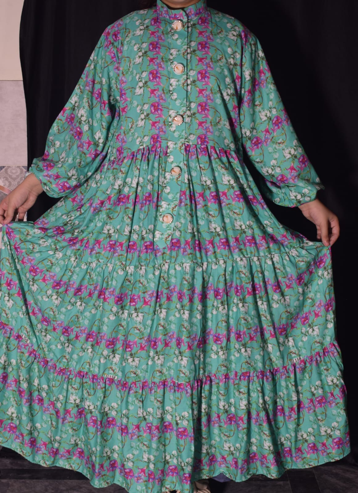 Stone lilen digital print frok