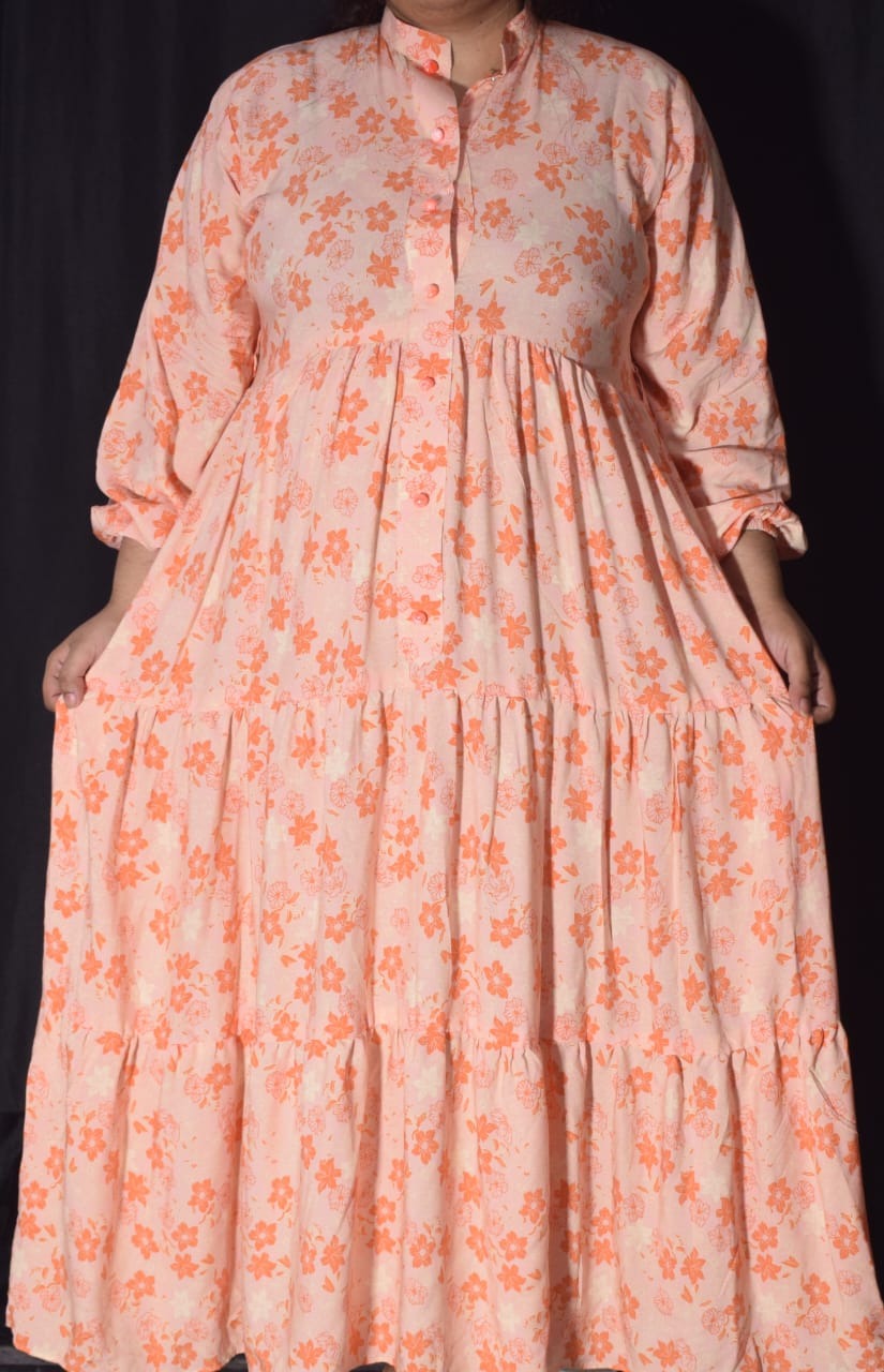 Stone lilen digital print frok