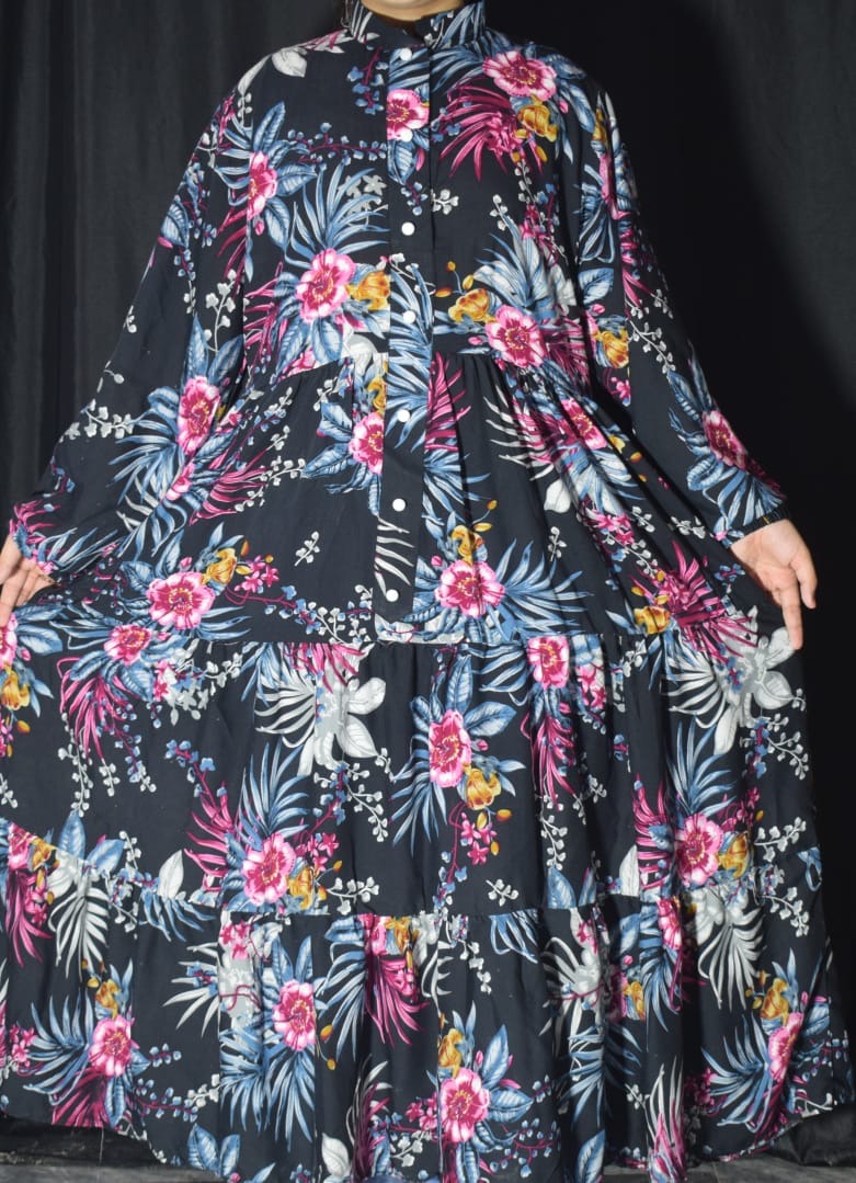 Stone lilen digital print frok