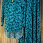 Chic Teal Floral Print Shirt with Flowing Palazzo Pants