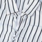 Sophisticated White & Black Striped Shirt with Flowing Palazzo Pants