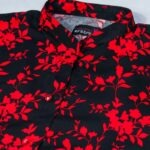 Stunning Red & Black Floral Print Tunic with Asymmetrical Hem