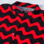 Bold Red & Black Wave Print Tunic with Flowing Palazzo Pants