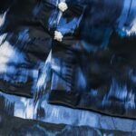 Bold Blue and Black Abstract Tunic and Pants Set with Pearl Buttons