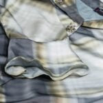 Chic Gray and White Plaid Tunic and Pants Set with Modern Design