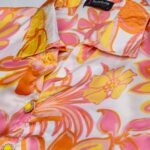 Vibrant Orange and Pink Floral Tunic Set with Jeweled Buttons